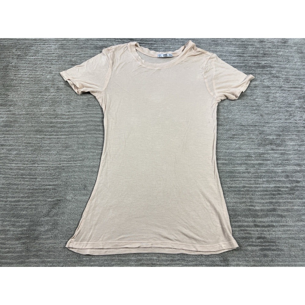 Zara Collection Top Womens Large‎ Beige Short Sleeve Casual